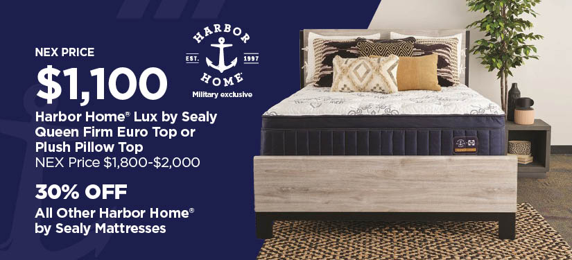 $1100 Harbor Home® Lux by Sealy Queen Firm Euro Top or Plush Pillow Top, Reg $1800-$2000 (30% off All Other Harbor Home® by Sealy Mattresses)