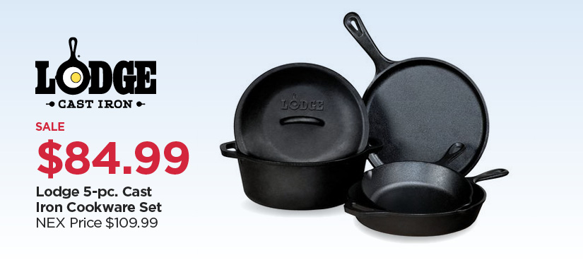Lodge 5pc Cast Iron Cookware Set, Reg $109.99