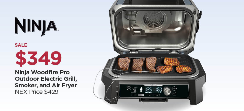 $349.99 Ninja Woodfire Pro Outdoor Electric Grill, Smoker, and Air Fryer
