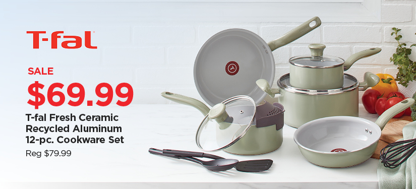 T-fal Fresh Ceramic Recycled Aluminum 12-pc Cookware Set