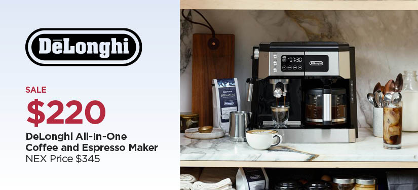 $220 DeLonghi All-In-One Coffee and Espresso Maker, Reg $345