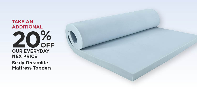 Take An Additional 20% Off Our Everyday NEX Price Dreamlife Sealy Mattress Toppers