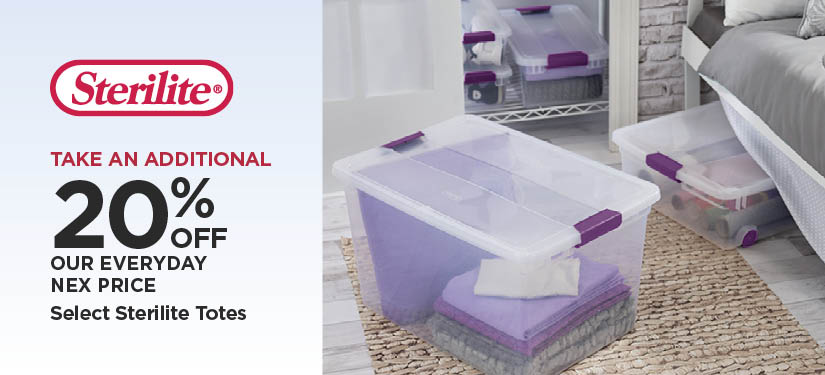 Take An Additional 20% Off Our Everyday NEX Price Select Sterilite Totes