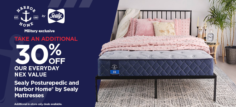 Take An Additional 30% Off Our Everyday NEX Price Sealy Posturepedic and Harbor Home® by Sealy Mattresses