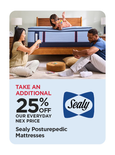 Take An Additional 25% Off Our Everyday NEX Price Sealy Posturepedic Mattresses