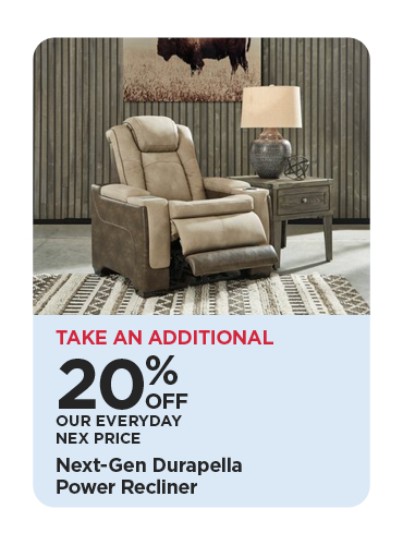 Take An Additional 20% Off Our Everyday NEX Price Next-Gen Durapella Power Recliner, Reg $1499.99