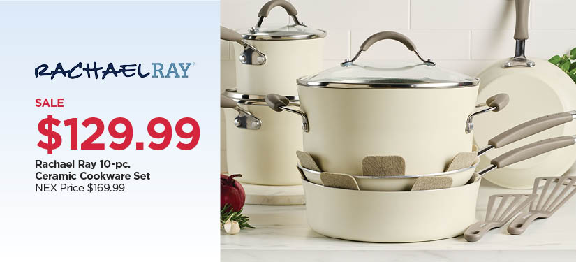 New! $129.99 Rachael Ray 10pc Ceramic Cookware Set