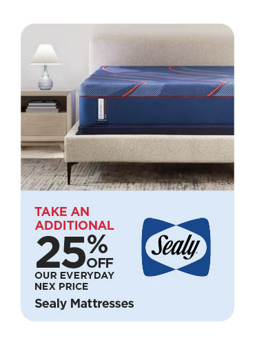 Take An Additional 25% Off Our Everyday NEX Price Sealy Mattresses