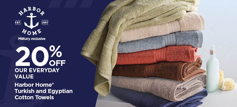 20% Off Our Everyday Value Harbor Home® Turkish and Egyptian Cotton Towels