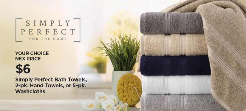 $6 Simply Perfect Bath towels, 2-pk. hand towels, or 5-pk. washcloths