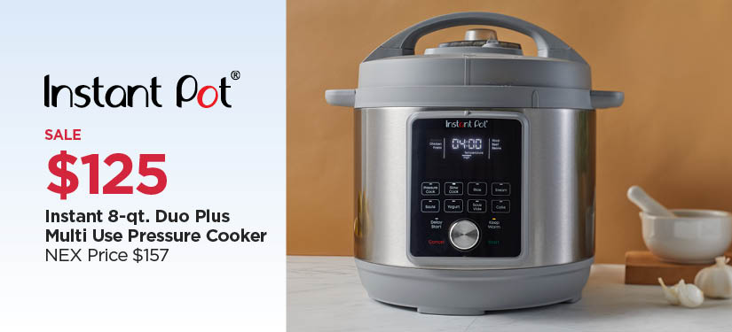 $125 Instant 8-qt. Duo Plus Multi Use Pressure Cooker, Reg $157