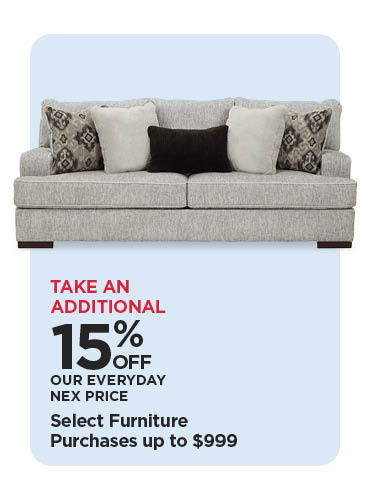 Save 15% with Select Furniture Purchases up to $999