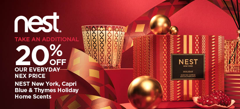 Take An Additional 20% Off Our Everyday NEX Price NEST New York, Capri Blue & Thymes Holiday Home Scents