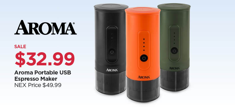 $32.99 Aroma Portable USB Espresso Maker, Reg $49.99