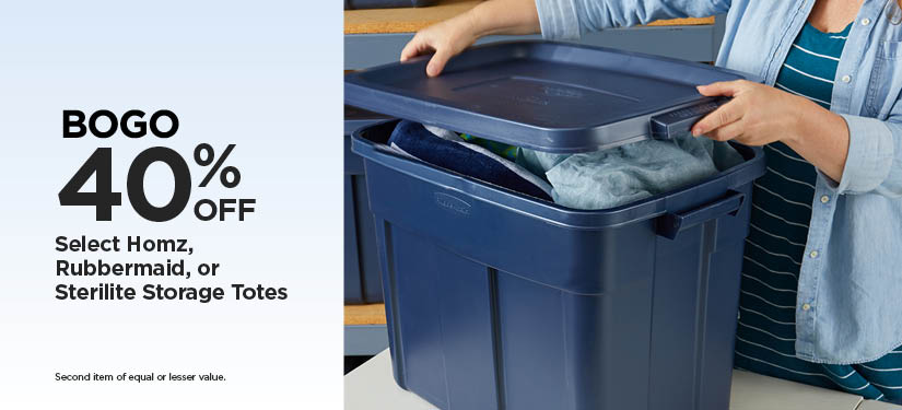 BOGO 40% Select Homz, Rubbermaid, or Sterilite Storage Totes