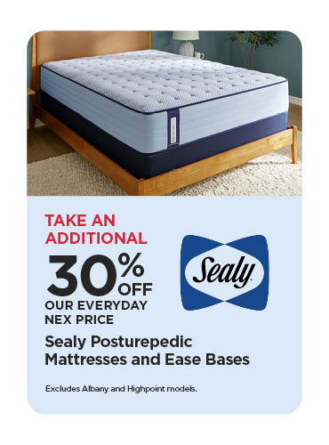 Take An Additional 30% Off Our Everyday NEX Price Sealy Posturepedic Mattresses and Ease Bases