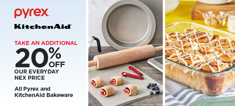 Take an Additional 20% off Our Everyday NEX Price All Pyrex and KitchenAid Bakeware