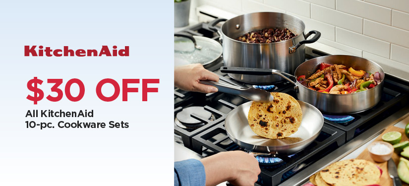 $30 Off All KitchenAid 10-pc. Cookware Sets