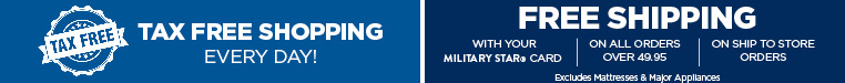 Free shipping with Military Star card and any order over $49.95