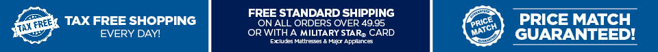 Tax free shopping every day - Free standard shipping on orders $49.95 and up - Price match guaranteed