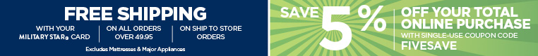 Save 5% off your total online purchase with coupon code FIVESAVE