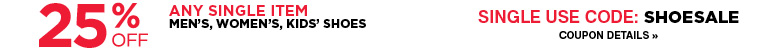 Take 25% off regular, sale, and clearance shoes with coupon code SHOESALE