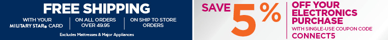 Save 5% off your online electronics purchase with coupon code CONNECT5