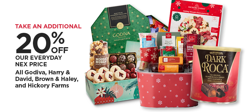 Take An Additional 25% Off Our Everyday NEX Price All Godiva, Harry and David, Brown & Haley, and Hickory Farms