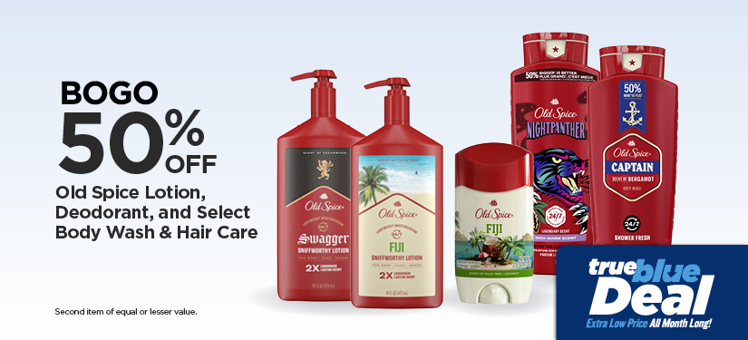 BOGO 50% Old Spice Lotion, Deodorant, and Select Body Wash & Hair Care