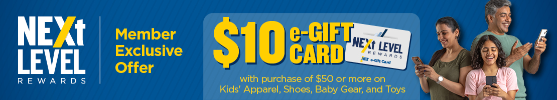 $10 E Gift Card with Purchase of $50 on Kids Stuff
