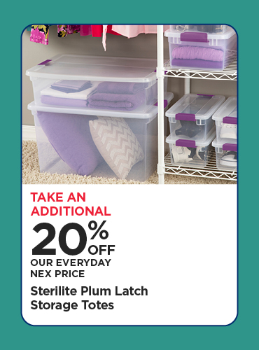 Take An Additional 20% Off Our Everyday NEX Price Sterilite Plum Latch Storage Totes