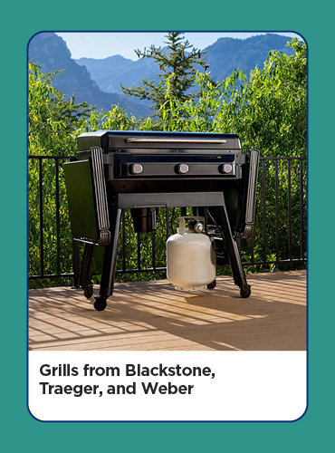 Grills from Blackstone, Traeger, and Weber