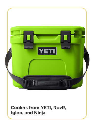 Coolers from Yeti, RovR, Igloo, and Ninja