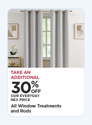 30% off Entire Stock of Window Treatments and Rods