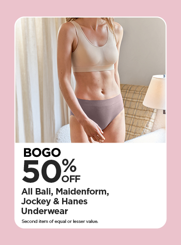 BOGO 50% All Bali, Maidenform, Jockey & Hanes Underwear