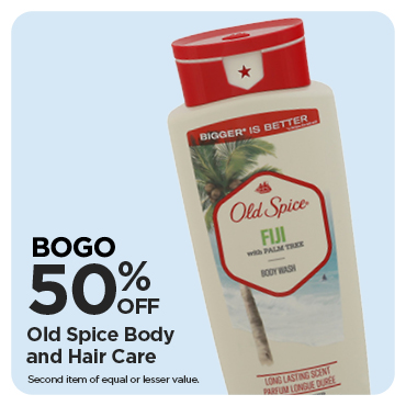 BOGO 50% Old Spice Body and Hair Care