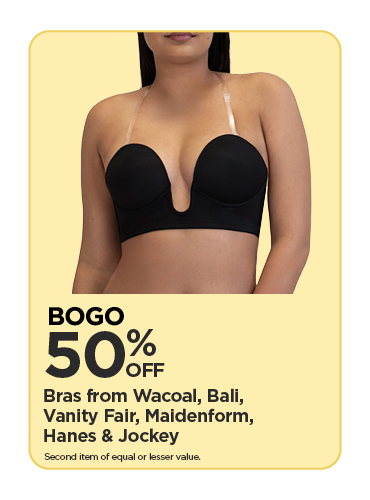 BOGO 50% Bras from Wacoal, Bali, Vanity Fair, Maidenform, Hanes & Jockey