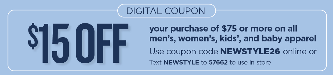 $15 Off $75 Apparel Coupon