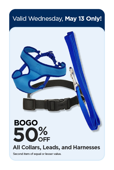 BOGO 50% Off Collars, Leads, and Harnesses