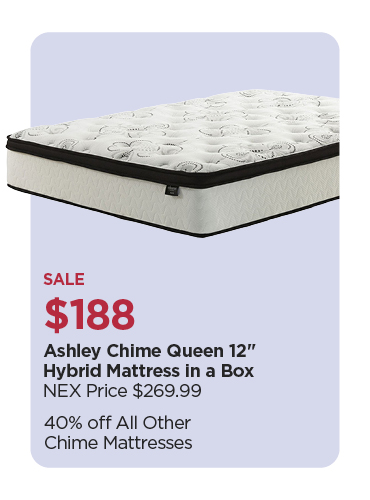$188 Ashley Chime Queen Hybrid Mattress in a Box