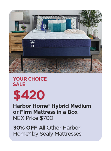 Your Choice Harbor Home Hybrid Medium or Firm Mattress in a Box