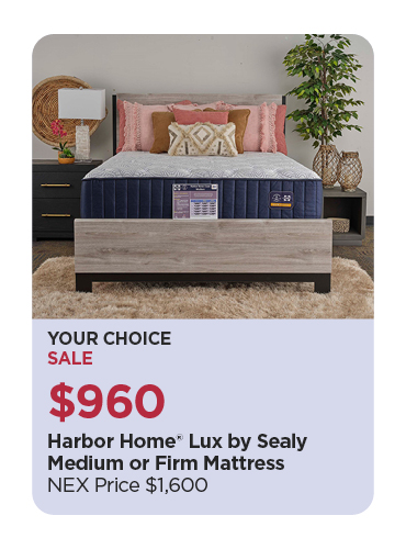 Your Choice Harbor Home Lux by Sealy Medium or Firm Mattress