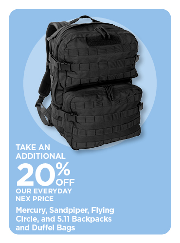 20% Off Mercury, Sandpiper, Flying Circle and 5.11 Backpacks and Duffel Bags