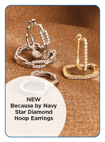 Because by Navy Star Diamond Hoop Earrings