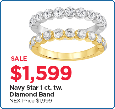 $1,599 Navy Star 1 ct. tw. Diamond Band. Available in White and Yellow Gold.