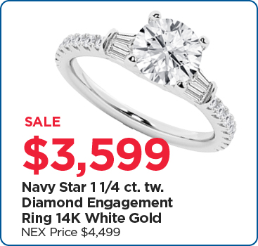 $3,599 Navy Star 1 1/4 ct. tw. Diamond Engagement Ring 14K White Gold 
