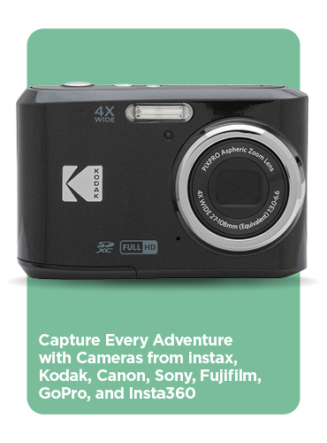 Capture Every Adventure with Cameras from instax, Kodak, Canon, Sony, Fujifilm, GoPro, and Insta360