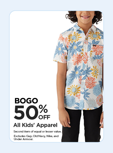 BOGO 50% entire stock Kids Apparel