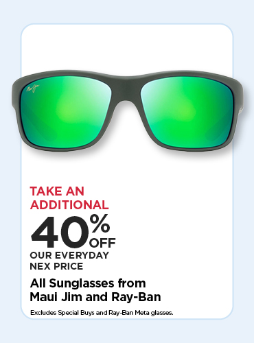 40% Off EDLP All Sunglasses From: Maui Jim, & Ray-Ban