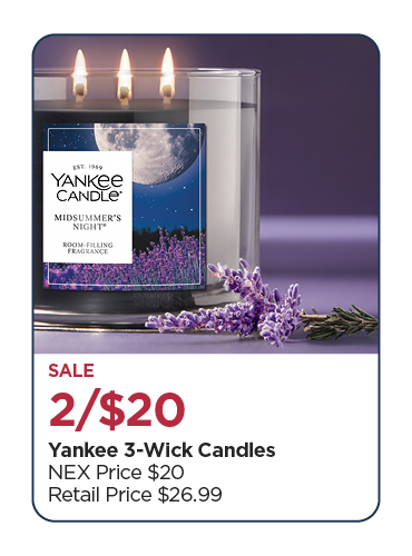 2/$20 Yankee 3-Wick Candles